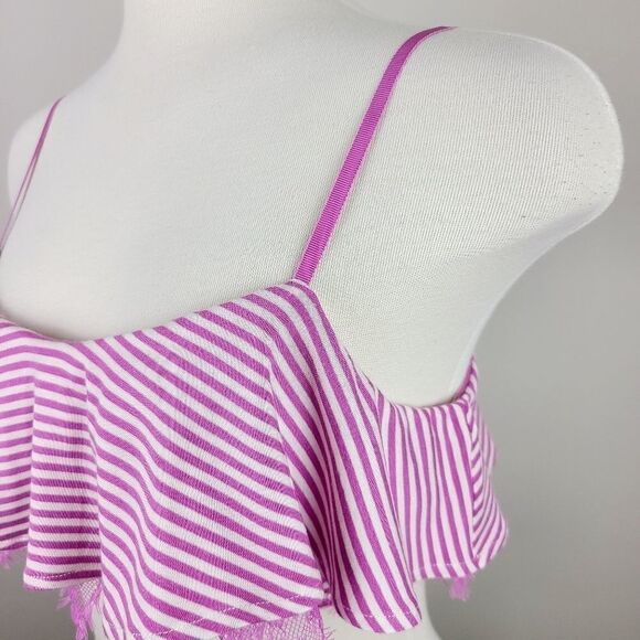 Joe's Jeans Purple Orchid Stripe Popover Lace Bralette XS - Picture 5 of 16